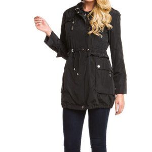 Betsy Johnson Black Ruffled Anorak Jacket